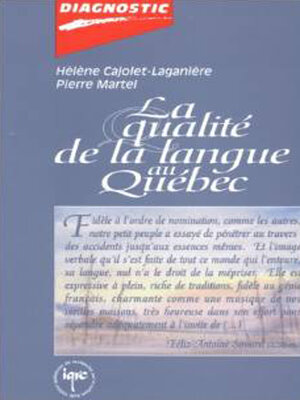cover image of La qualité de la langue au Québec